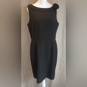 Ellen Tracy Black Sleeveless Rosette Career Simple Chic LBD Simple Dress 8